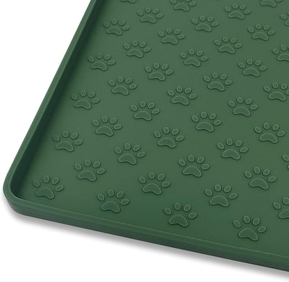 Ptlom Pet Placemat for Dog and Cat, Mat for Prevent Food and Water Overflow, Suitable for Small, Medium and Big Pet, 18" 12", Grey, Silicone16