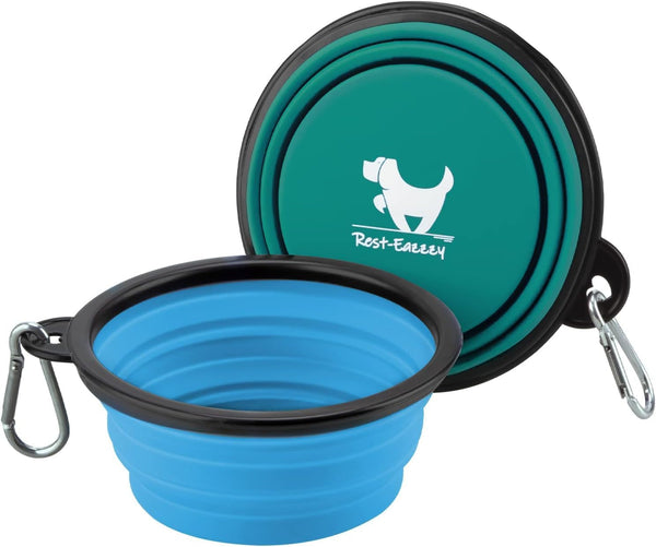 Collapsible Dog Bowls for Travel, 2-Pack Dog Portable Water Bowl for Dogs Cats Pet Foldable Feeding Watering Dish for Traveling Camping with Carabiners, BPA Free (Grey&Black, Small (Pack of 2))9