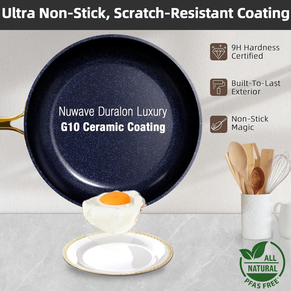 Lux 13Pc Forged Lightweight Nonstick Ceramic Cookware Set, Pfas-Free | Healthy G10 Duralon Ceramic Coating, Pots & Pans Set, Stay-Cool Handles, Metal Lids, All Cooktops & Induction Ready, Eggplant2
