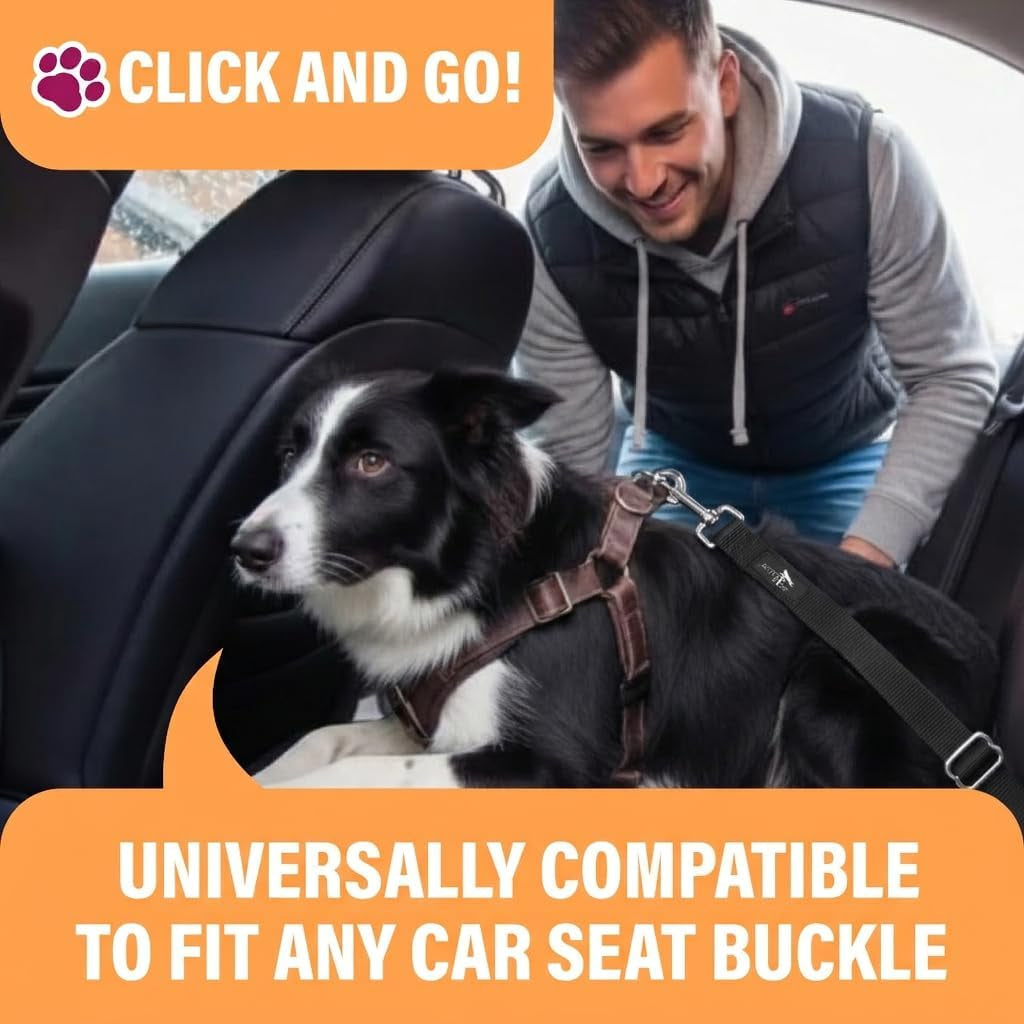 active-pets-black-car-seat-belt-for-dogs-attaches-to-harness-collar-adjustable-18-24-travel-restraint-system-fits-small-large-pups-for-safety-comfort-essential-pet-supplies-accessories