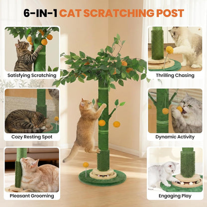 46" Extra Tall Cat Scratching Post for Large Cats, Sisal Rope | Heavy Duty Vertical Sisal Scratcher & Stable Climbing Pole with Hanging Ball, Tall Post for Adult Cats Full Body Stretch3