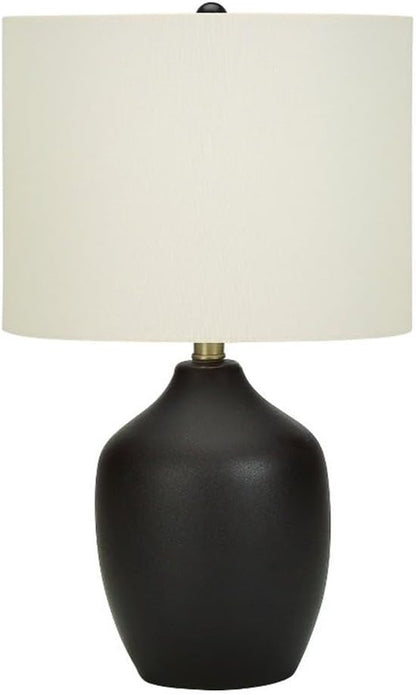 22" Black Ceramic Table Lamp, Ivory Linen Drum Shade, 3-Way Switch, 7.5" Base and 13" Shade, Transitional Style, Decorative Lighting for Living Room, Bedroom, or Office5