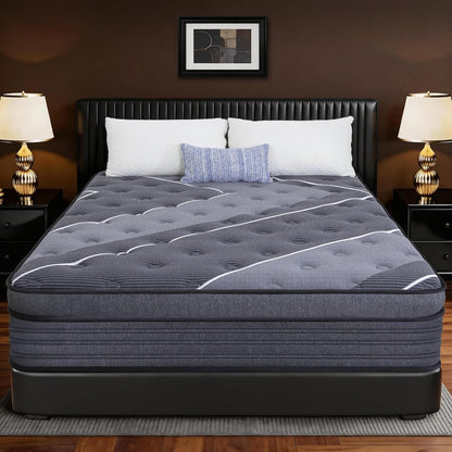 Full Mattress 12 Inch, Luxury Hotel-Level Cooling Hybrid Mattress in a Box | Upgraded Cooling Gel Memory Foam & Pocket Springs, Relieve Back & Waist Pain, Extra Back Support, Medium Firm,365-Night Trial1