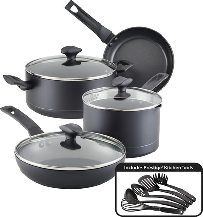 Power Base Nonstick Cookware/Pots and Pan Set, 12 Piece - Matte Black1
