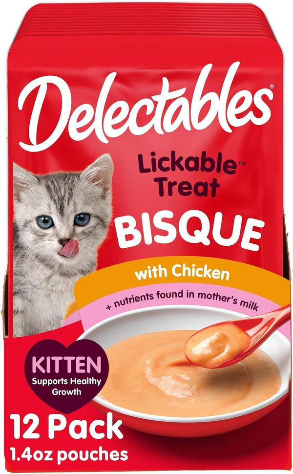 Delectables Bisque Kitten Lickable Wet Cat Treats - Tuna & Chicken (Pack of 12) ( Packaging May Vary )1