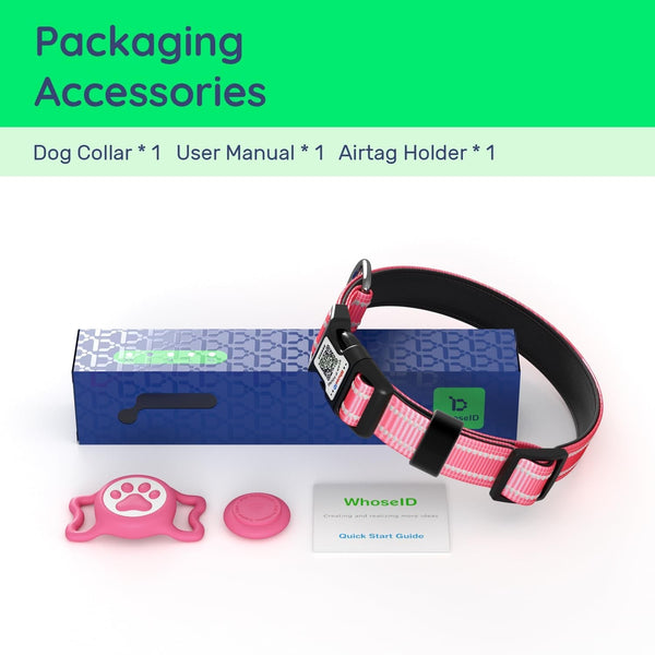 Airtag Dog Collar, Reflective Ultra-Durable Nylon Padded with QR Code Buckle & IP68 Waterproof Air Tag Holder Compatible for Apple Airtag, Comfortable for Small Medium Large Dogs(Pink,S)8