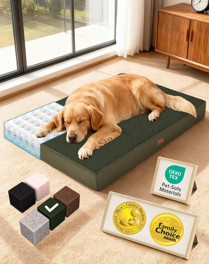 Ohgeni Orthopedic Waterproof Large Dog Bed, Memory Foam, 41 Inch(Gray) | Machine-Washable Removable Cover in Easy-Clean Fabric, Reversible Memory Foam & Easy-Carry Handle, Suitable for Crate19