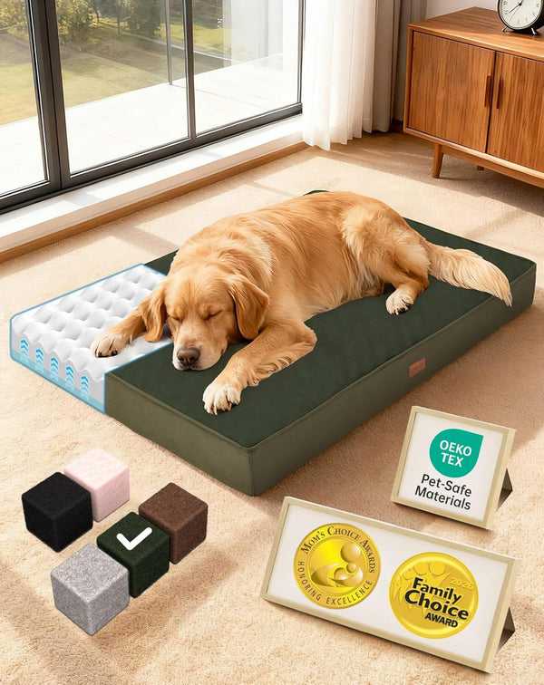 Ohgeni Orthopedic Waterproof Large Dog Bed, Memory Foam, 41 Inch(Gray) | Machine-Washable Removable Cover in Easy-Clean Fabric, Reversible Memory Foam & Easy-Carry Handle, Suitable for Crate19