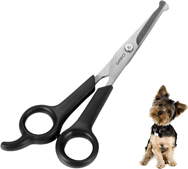 Chibuy Professional Pet Grooming Scissors with round Tip Stainless Steel Dog Eye Cutter for Dogs and Cats, Professional Grooming Tool, Size 6.70" X 2.6" X 0.43" 1. Grey1