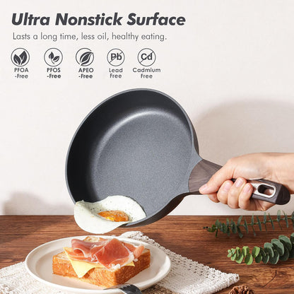 Pots and Pans Set Non Stick, Non Toxic Healthy Induction Cookware Sets, 14 Pcs Non Stick Kitchen Cooking Set with Frying Pans Set & Saucepan, PFOA PFOS APEO Free, Black2