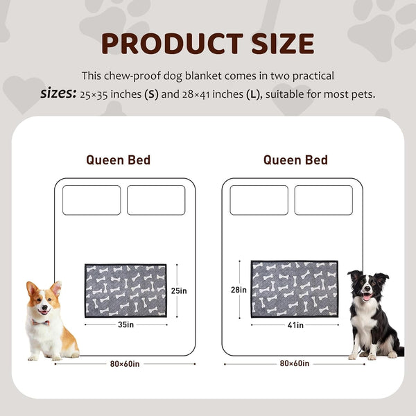 25"X35" Double-Sided Chew Proof Dog Blanket for Sofa Bed Dog Crate | Indestructible Dog Blanket for Aggressive Chewers, Flannel Tear-Resistant & Waterproof Pet Throw Blanket Furniture Protector3