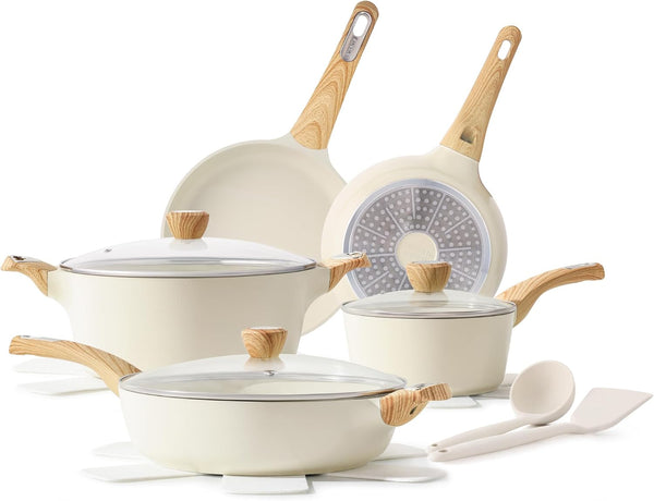 Ceramic Cookware Sets, Pots and Pans Set Non Stick, 14 Piece Induction Cookware, Non Toxic Healthy Non Stick Kitchen Cooking Set, with Frying Pans Set, PFAS PTFE PFOA PFOS Free1