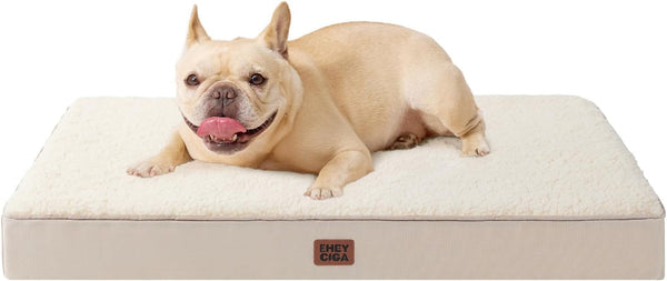 EHEYCIGA Orthopedic Dog Bed Large with Removable Washable Cover,Grey,41X27 | Egg Crate Foam Support,Durable Oxford Fabric,Non-Slip Bottom,Machine Washable,Soft Waterproof Plush Pet Bed Mat for Crate78