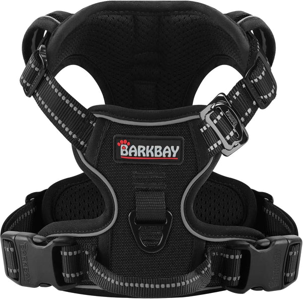 BARKBAY No Pull Pet Harness Dog Harness Adjustable Outdoor Pet Vest 3M Reflective Oxford Material Vest for PINK Dogs Easy Control for Small Medium Large Dogs (L)22