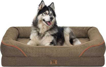 Chez Paw Waterproof Orthopedic XL Dog Bed for Large and Extra Large Dogs | Egg Crate Foam, 4-Sided Bolster Support, Waterproof Liner, Non-Slip Bottom, Machine Washable Cover, 42 X 30 Inch53