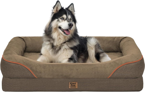 Chez Paw Waterproof Orthopedic XL Dog Bed for Large and Extra Large Dogs | Egg Crate Foam, 4-Sided Bolster Support, Waterproof Liner, Non-Slip Bottom, Machine Washable Cover, 42 X 30 Inch53