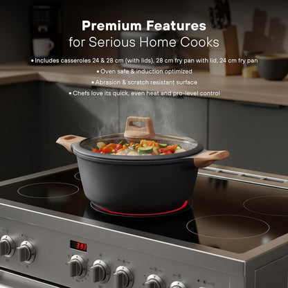 10Pcs Pots and Pans Set Nonstick with Wood Handles, Granite Cookware Set, Frying Pan, Saucepan and 3 Cooking Utensils9