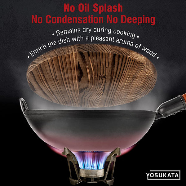 13.5” Blue Carbon Steel Wok Pan + Premium Wok Cover 13.5 Inch Pan Lid8