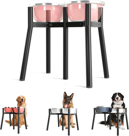 Dog Bowl Stand for Medium Large Dogs, Adjustable Width Elevated Dog Bowls 7-10.6", Raised Dog Food Water Bowls, 11 Inch Tall Single Holder, Black,Bowl Not Included18