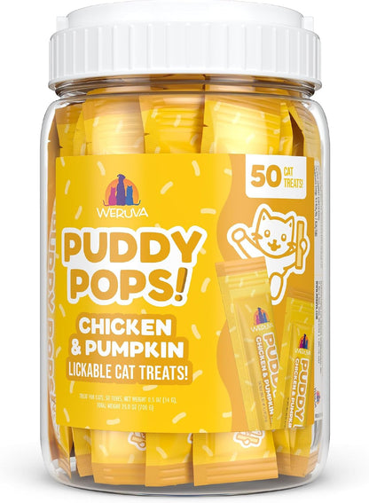 Weruva Puddy Pops, Chicken and Pumpkin Lickable Cat Treats, 0.5Oz Tube, Pack of 510
