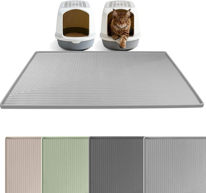 Silicone Cat Litter Mat 47" X 35" Cat Mat for Litter Box, Khaki | Extra Large Cat Litter Trapping Mat for Floor, Waterproof, Non-Slip Kitty Litter Box Mat with Raised Edge, Easy to Clean11