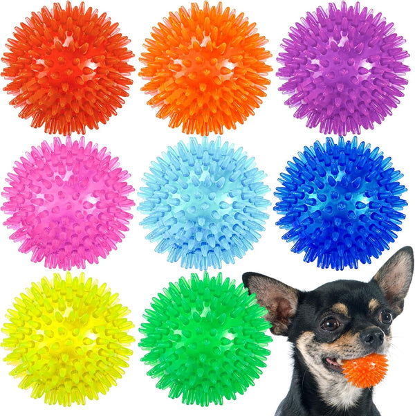 Dog Balls 4.5” Squeaky Dog Toys Spikey Ball for Aggressive Chewers Heavy Duty Teething Large Medium Durable Dogs Balls (4 Pack)11