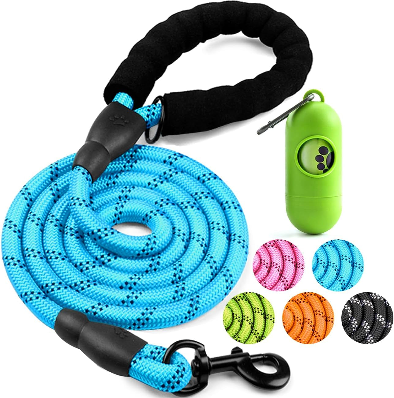 cooyoo-2-pack-dog-leash-5-ft-heavy-duty-comfortable-padded-handle-reflective-dog-leash-for-medium-large-dogs-with-collapsible-pet-bowl
