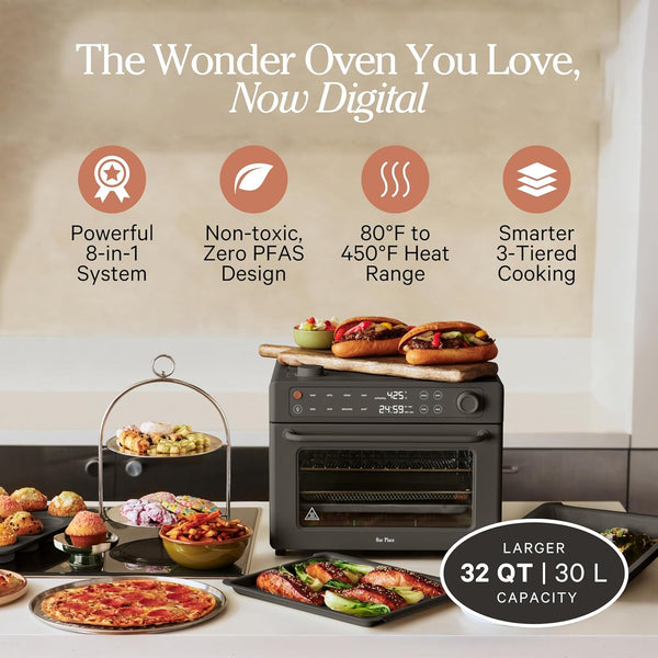 Our Place Wonder Oven Pro, 8-In-1 Digital Air Fryer Oven, 3-Rack, 32 Qt | Non-Toxic Air Fryer Toaster Oven Combo; Basket, Rack, Pan, Tray; Air Fry, Toast, Roast, Bake, Reheat, Broil, Proof, Dehydrate2