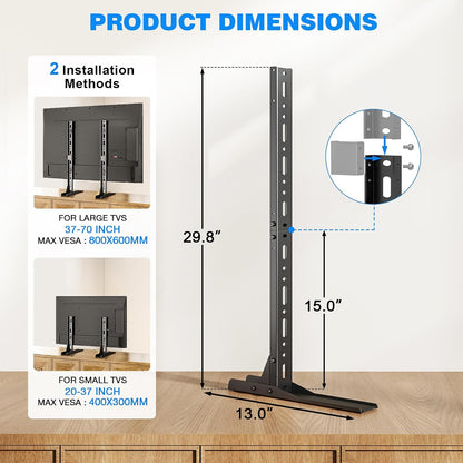 Universal TV Stand Mount for 20-70 Inch Flat Curved Tvs | Height Adjustable Tabletop TV Stand, Replacement TV Feet with Cable Management, Holds 110 Lbs, Max VESA 800X600Mm5