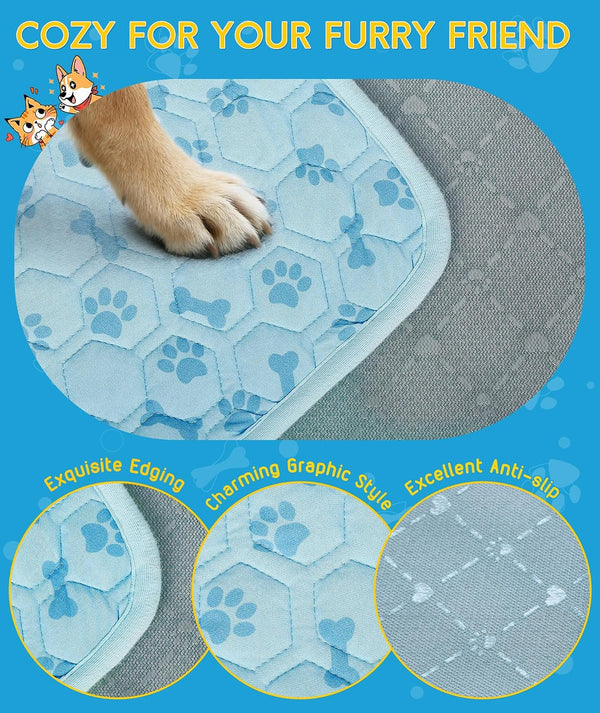 Upgraded Dog Cooling Mat for Dogs& Cats,Ice Silk Self Cooling Mat for Dogs(Q-Max>0.5),Washable Breathable Non-Slip Summer Dog Bed Mats for Crate Car Sofa Indoor Outdoor,Light Blue 29.1×18.5In5