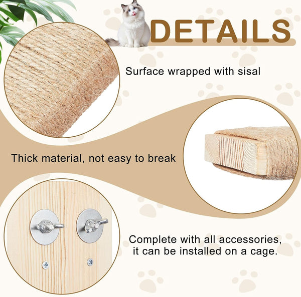 Aceorbit 4 Pcs Cat Cage Ladder Accessories Catio Indoor for Climbing Tree Steps Scratching Post Perches Sisal Hemp Shelf Wooden Ladder Furniture inside with Install Screws (Square)3