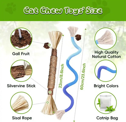 Silvervine Sticks for Cats & Cat Chew Rope Toys for Indoor Cats Dental Care Teeth Cleaning, Kitten & Cat Teething Toys for Health, Cat Chew Stick Suitable for All Breeds of Aggressive Chewers Cat6