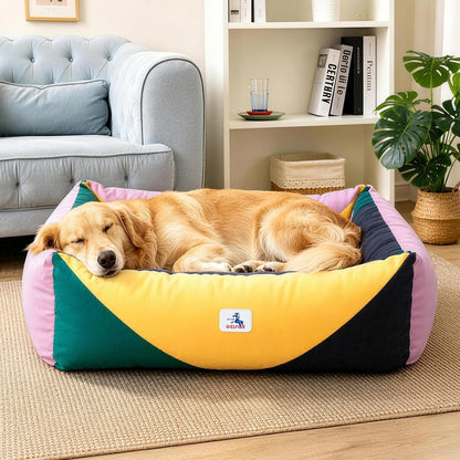 Cotton Canvas Dog Bed (290Gsm Thick), 24"X20"X8" Durable Waterproof | Cute Dog Beds for Small Dogs, Orthopedic Bed with Washable Removable Cover, Anti-Chewing Pet Bed Anti-Slip Black&White10