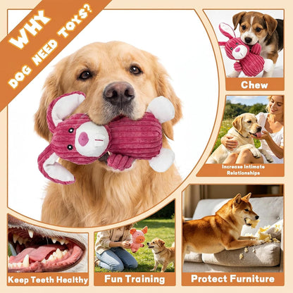 6 Pack Squeaky Dog Toys, Durable Stuffed Plush Chew Toys, Tough Plush Animal Dog Toys for Small Medium Large Dogs, Keep Dogs Busy, Premium Interactive Chew Toys for Puppies & Adult Dogs3