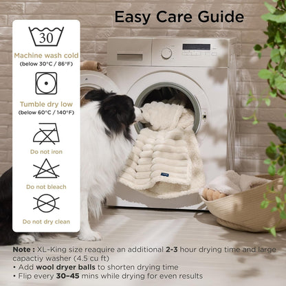 Bedsure Comfyfleece™ Waterproof Dog Blankets for Large Dogs,50X60 Cream | Soft Plush Couch Cover,Washable Corduroy Fleece for Furniture Protector,Cozy Calming Reversible Pet Blanket for Senior Dogs7