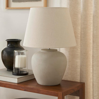 Home 20" Sand (Light Beige) Neutral Ceramic Table Lamp with Fabric Shade, Bedside Nightstand Lamp for Bedroom, Living Room, Entryway1