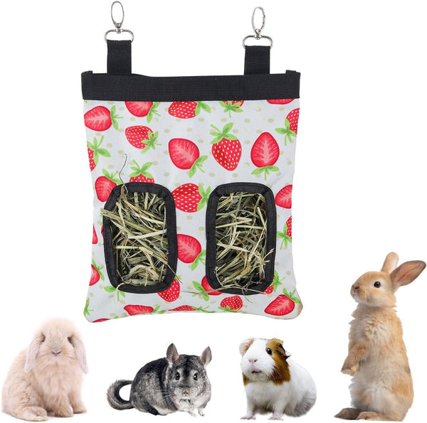DZWLKJ Guinea Pig Hay Feeder, 2 Pack, 11 X 9 X 1 Inches, Rabbit Hay Feeder Bag, Stainless Steel, 600D Oxford, Watermelon and Strawberry11
