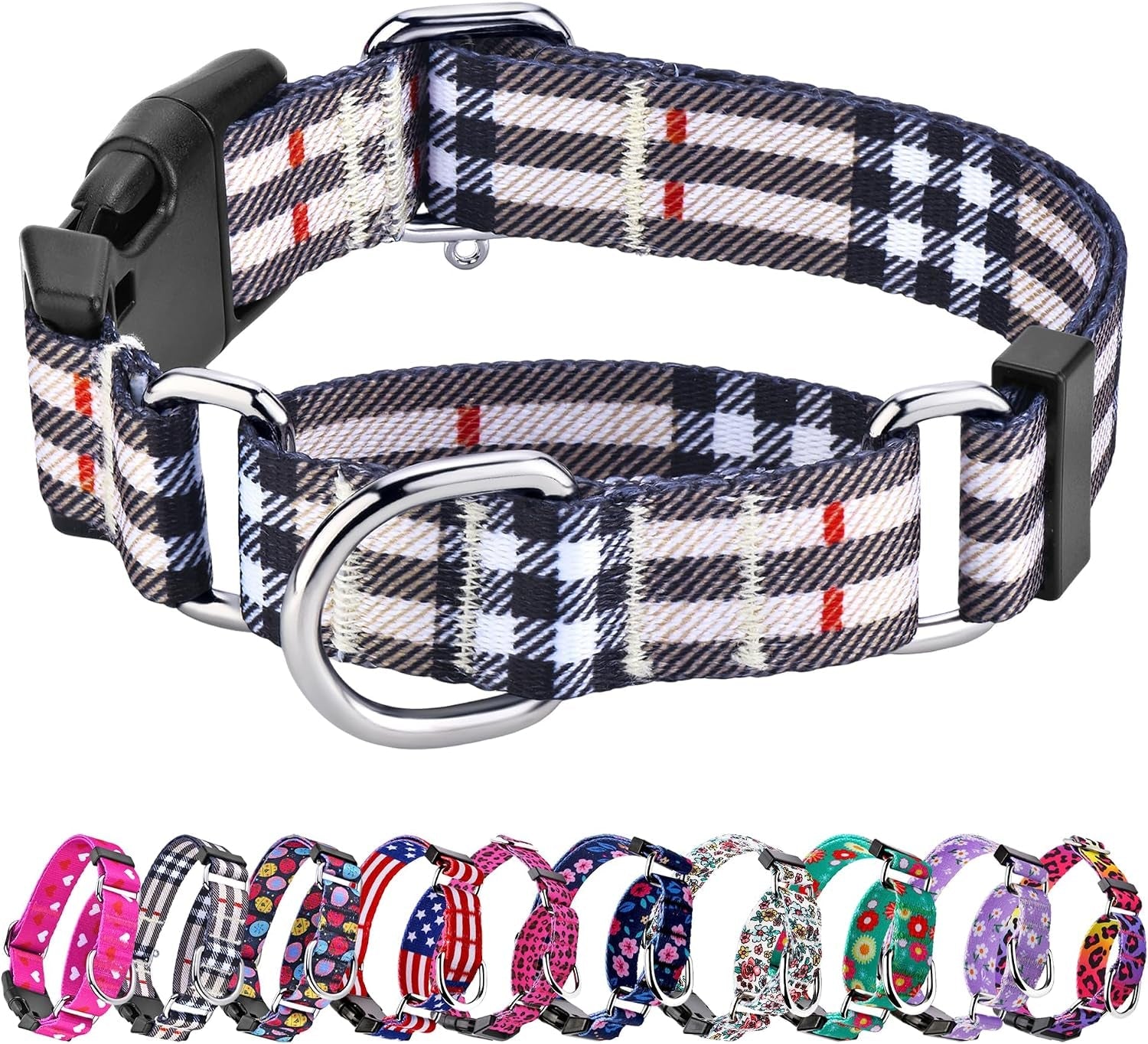 hikiko-martingale-collar-for-dogs-adjustable-soft-nylon-dog-collars-with-cute-patterns-for-small-medium-large-dog-pink-butterfly-medium
