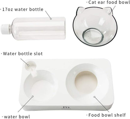 Marchul Double Elevated Dog Cat Bowl, Pets Water and Food Bowl Set, 15° Raised Tilted Dishes Indoor for Kitten, Puppies, Small or Medium Size Dogs Cats5