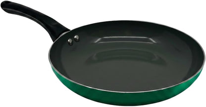 20-Piece Ceramic Metallic Cookware Set, Nonstick - Jade | 20-Piece Cookware Set with Ceramic Nonstick Interiors, Glass Lids, Utensils, Strainer, Pads, and Griddle Pan.7
