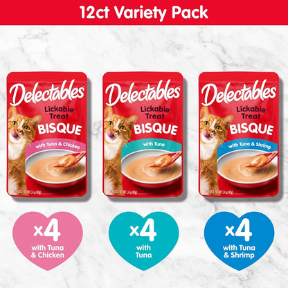 Delectables Bisque Lickable Wet Cat Treats - Chicken, Tuna & Shrimp, 12 Count6