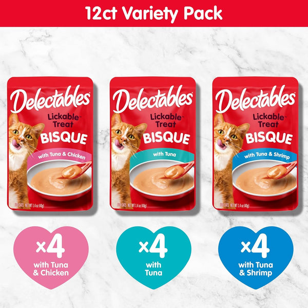 Delectables Bisque Lickable Wet Cat Treats - Chicken, Tuna & Shrimp, 12 Count6