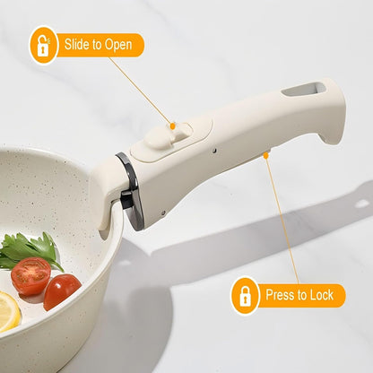 Pots and Pans Set Non Stick 20PCS, Ceramic Cookware Set Detachable Handle Non Toxic Stackable Kithchen Set, Dishwasher Oven Safe Induction Compatiable Frying Pans Pots Skillets, White7