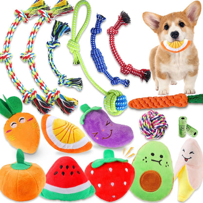 MRSOHRET 5 Pack Dog Toys Squeaky, Tough Stuffed Plush Puppy Chew Toys for Teething, Durable Plush Dog Toy for Large Medium Small Breed to Keep Them Busy9