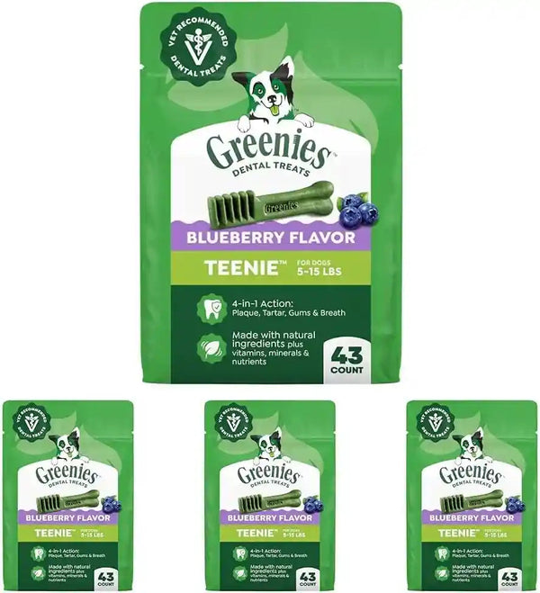 Greenies Teenie Natural Dental Dog Treats, Fresh Mint Flavor, 43 Count | Veterinarian-Recommended, for Dogs 5-15 Lbs, Cleans Teeth, Freshens Breath, Promotes Oral Health, 12 Oz. Pack13