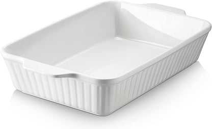 Casserole Dish, 9X13 Ceramic Baking Dish, Large Lasagna Pan Deep for Oven, 4.2 Quarts Baking Pan with Handles, Oven Safe and Durable Bakeware for Lasagna, Home Decor, Wedding Gift, Soft White1