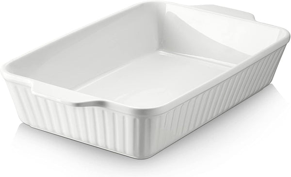 Casserole Dish, 9X13 Ceramic Baking Dish, Large Lasagna Pan Deep for Oven, 4.2 Quarts Baking Pan with Handles, Oven Safe and Durable Bakeware for Lasagna, Home Decor, Wedding Gift, Soft White1