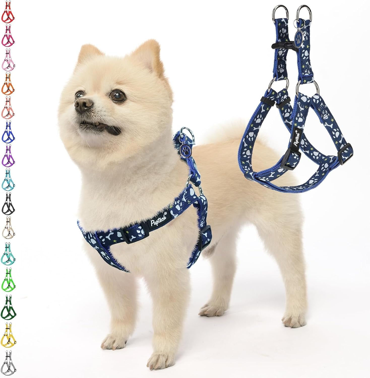 pupteck-no-pull-dog-harness-soft-adjustable-basic-nylon-step-in-puppy-vest-outdoor-walking-with-id-tag