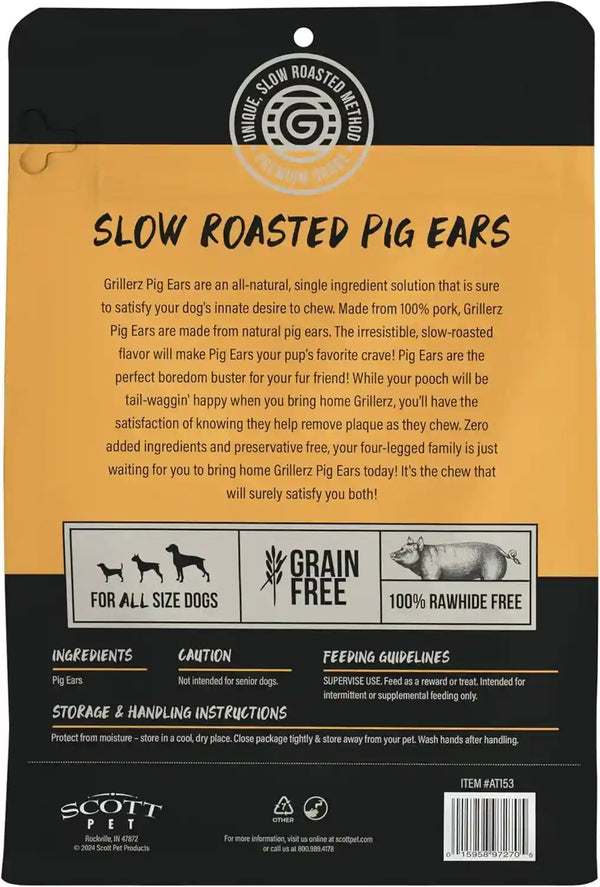 Grillerz Real Pig Ears, Rawhide-Free, 12 Count | Single-Ingredient, All-Natural Pig Ears - a High-Protein, Easily Digestible Chew Dogs Love7