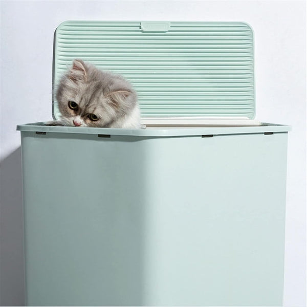 Dog Potty Training Toilet ﻿ Cat Litter Tray Fully Enclosed Drawer Type Oversized Villa Toilet Deodorant Sandbox Splash Proof Box Pink Green and Black(B)5